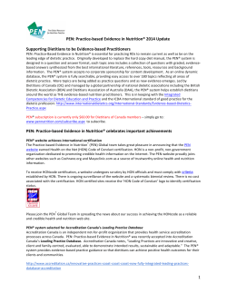 1 PEN: Practice-‐based Evidence in Nutrition&reg; 2014 Update