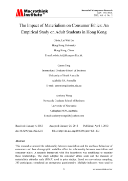 The Impact of Materialism on Consumer Ethics: An Empirical Study