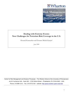 Dealing with Extreme Events: New Challenges for Terrorism Risk
