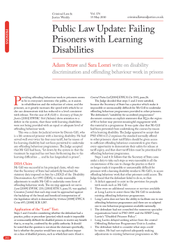 Public Law Update: Failing Prisoners with Learning Disabilities