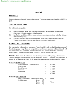 This examination syllabus is based entirely on the Yoruba