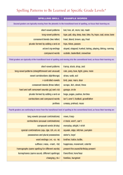 Spelling Patterns to Be Learned at Specific Grade Levels