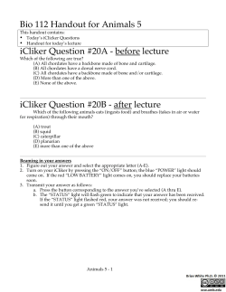 Bio 112 Handout for Animals 5 iCliker Question #20A