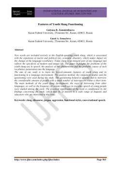 Features of Youth Slang Functioning