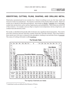 IDENTIFYING, CUTTING, FILING, SHAPING, AND DRILLING METAL