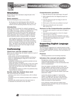 Orientation and Conferencing Plan Stage 2