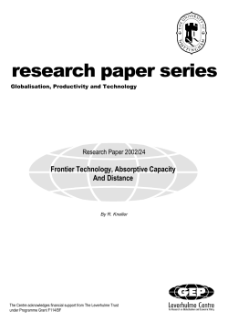 Productivity and Distance - University of Nottingham