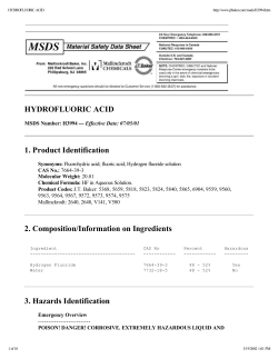 HYDROFLUORIC ACID 1. Product Identification 2. Composition