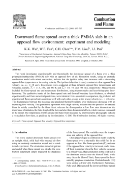 Downward flame spread over a thick PMMA slab in an opposed flow