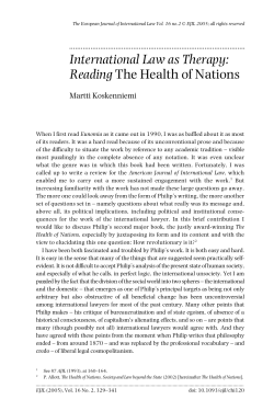 International Law as Therapy: Reading The Health of Nations