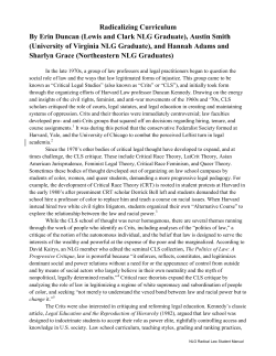 Radicalizing Curriculum By Erin Duncan (Lewis and Clark NLG