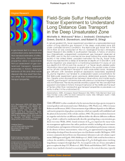 Field-Scale Sulfur Hexafluoride Tracer Experiment to Understand