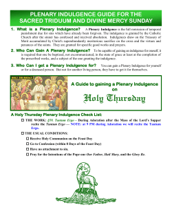 A Guide to gaining a Plenary Indulgence Holy Thursday