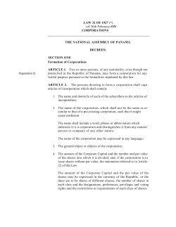 Corporation Law of Panama