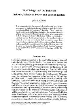 The Dialogic and the Semiotic - Journals at the University of Arizona