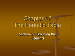 Chapter 12 The Periodic Table