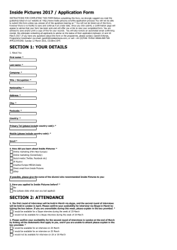 Inside Pictures 2017 / Application Form SECTION 1: YOUR