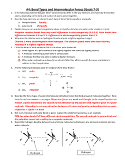 A4: Bond Types and Intermolecular Forces (Goals 7-9)