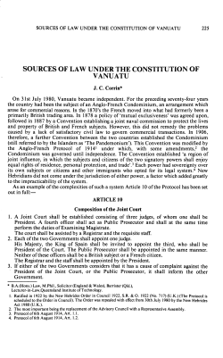 SOURCES OF LAW UNDER THE CONSTITUTION OF VANUATU