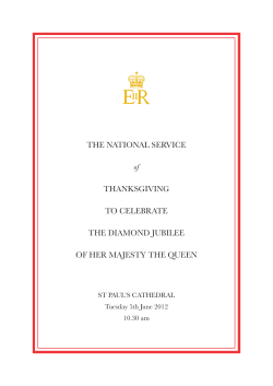 Order Of Service - The Archbishop of Canterbury
