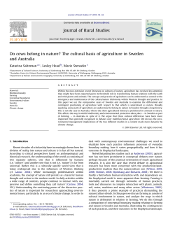 The cultural basis of agriculture in Sweden and Australia