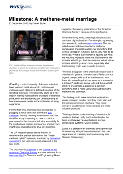 Milestone: A methane-metal marriage