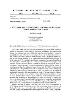 ANONYMITY AND JEWISHNESS AS FORMS OF ALIENATION