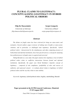 PLURAL CLAIMS TO LEGITIMACY: CONCEPTUALISING
