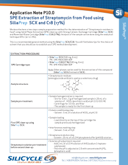 Application Note P10.0 SPE Extraction of Streptomycin