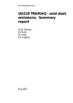 UG219 TRAMAQ - cold start emissions. Summary report - UK-Air