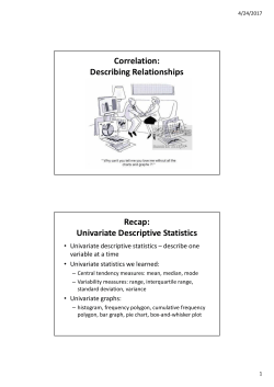 Correlation: Describing Relationships Recap: Univariate Descriptive