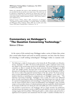Commentary on Heidegger`s &ldquo;The Question Concerning