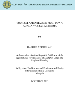 tourism potentials in mubi town, adamawa state, nigeria hashim