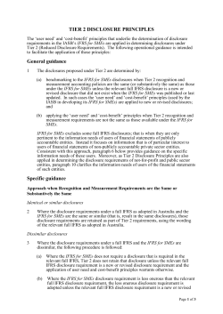 Tier 2 Disclosure Principles