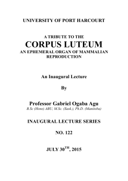 122nd Inaugural Lecture -2015 by Prof Gabriel Ogaba Agu