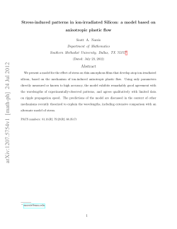 Stress-induced patterns in ion-irradiated Silicon: a model based on