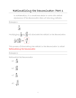 Rationalizing the Denominator: Part 1