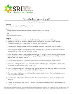 Save the Last Word for ME - School Reform Initiative