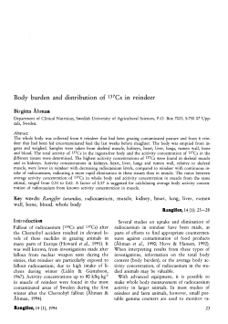 Body burden and distribution of 1 3 7 Cs in reindeer