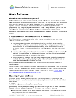 Waste Antifreeze - Minnesota Pollution Control Agency