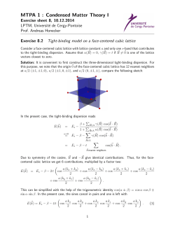MTPA 1 : Condensed Matter Theory I - Universit&eacute; de Cergy