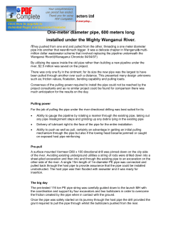 One-meter diameter pipe, 600 meters long installed under the