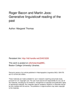 Roger Bacon and Martin Joos: Generative