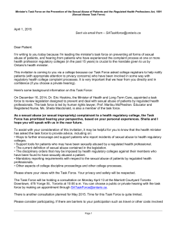 Minister`s Task Force on the Prevention of the Sexual Abuse of