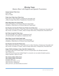 Blessing Naam Mantra Sheet with English and Spanish Translation