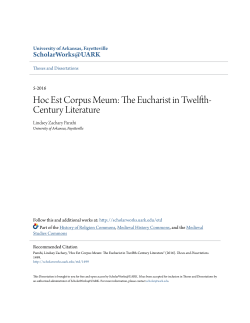 Hoc Est Corpus Meum: The Eucharist in Twelfth