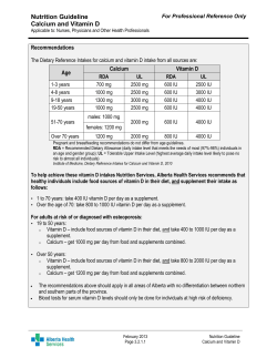 Nutrition Guideline: Calcium and Vitamin D (For Professional