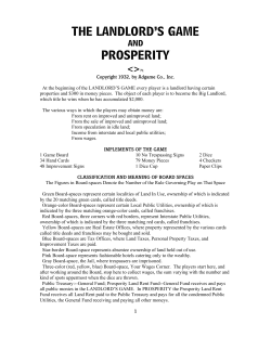 THE LANDLORD`S GAME PROSPERITY 71