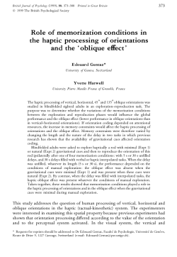Role of memorization conditions in the haptic processing of