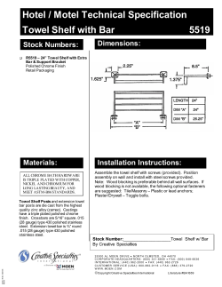 Towel Shelf with Bar 5519 Hotel / Motel Technical Specification
